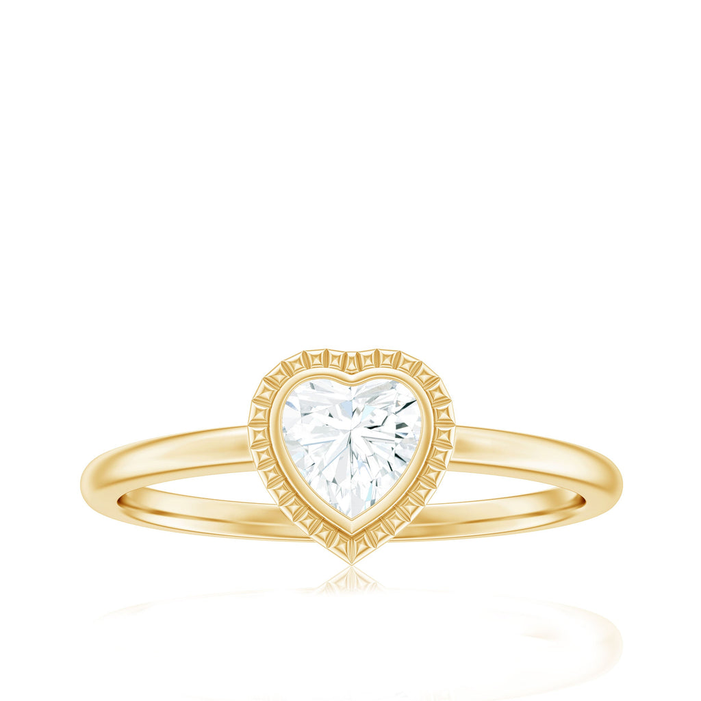 0.5 Carat Moissanite Heart Promise Ring in Bezel Setting