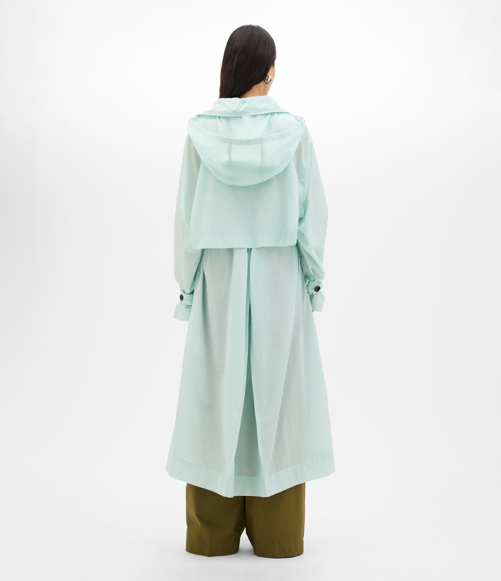 Recycled Nylon Trench | Aquamarine