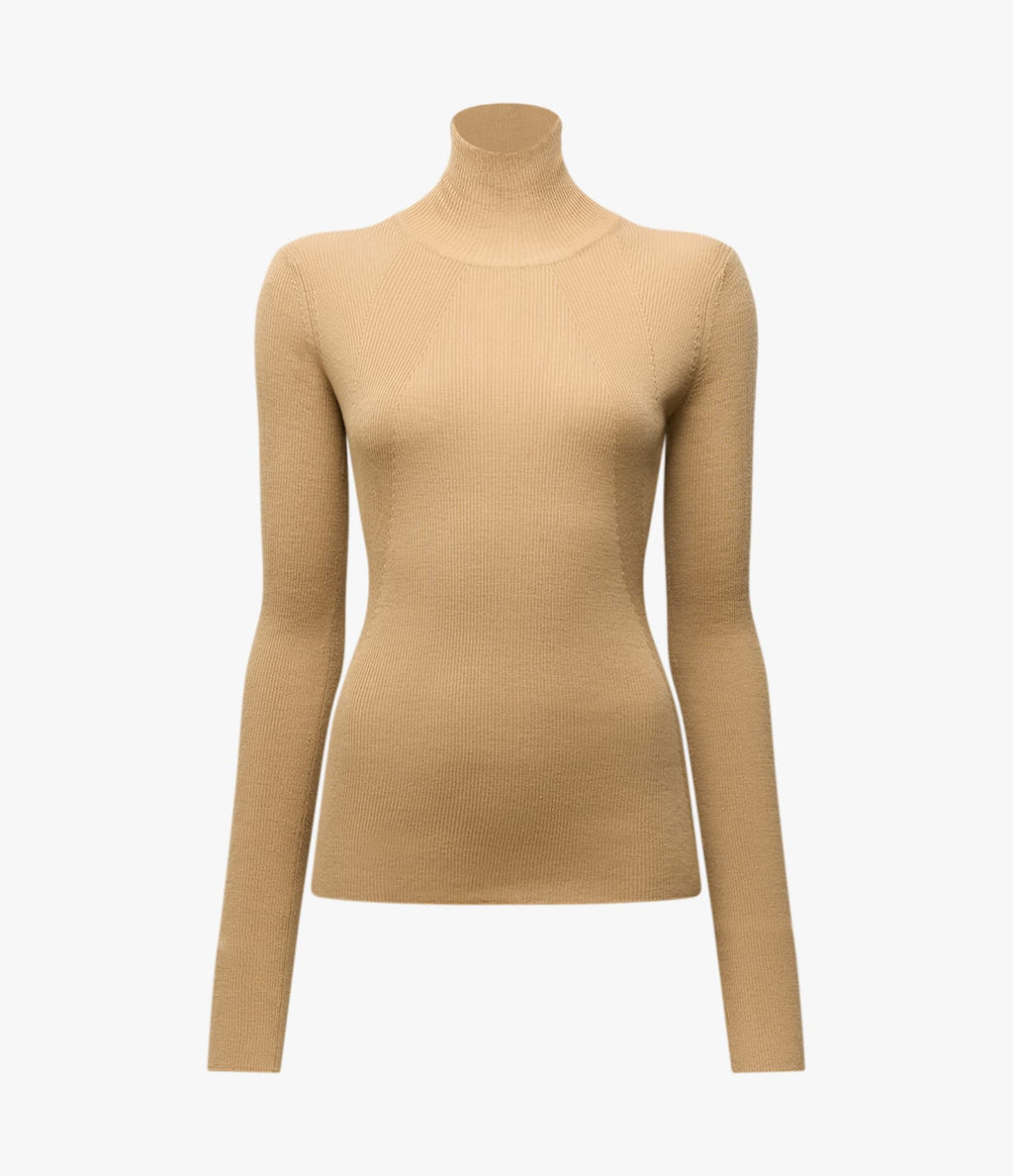 Rib Knit Turtleneck | Camel