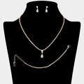 Teardrop Stone Cluster Pendant Pointed Rhinestone Paved Jewelry Set