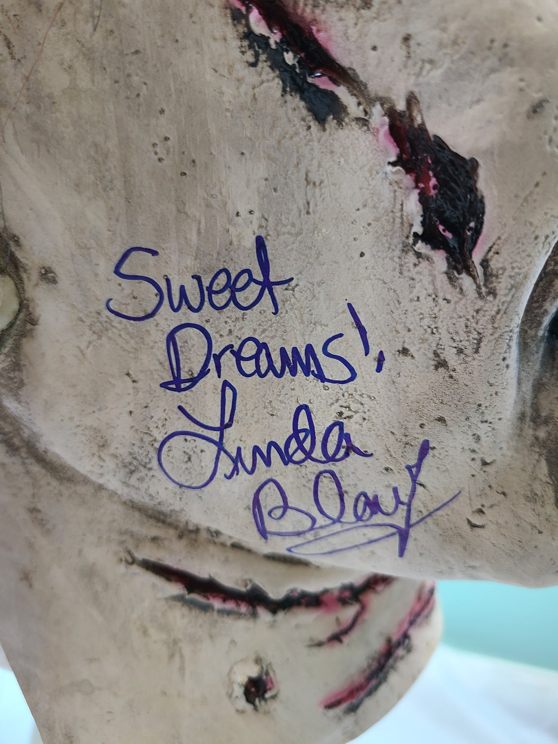 Linda Blair Signed Autographed The Exorcist Mask & Custom Display Stand ACOA ITP