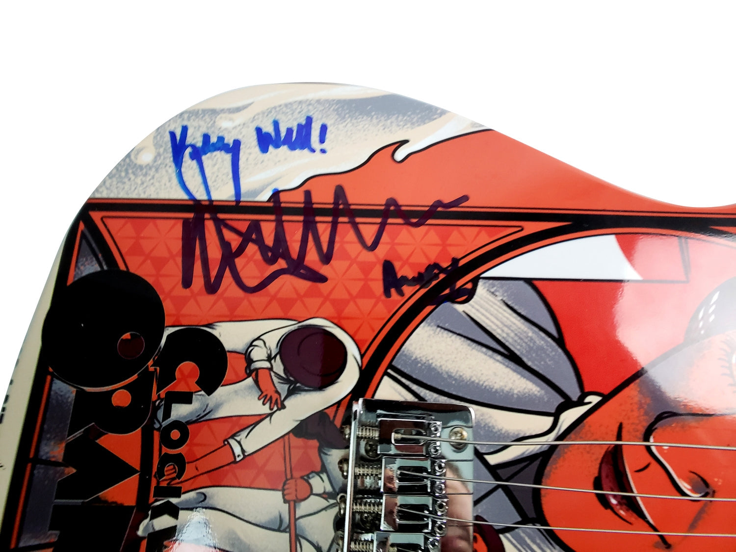 Clockwork Orange Malcolm McDowell Autographed Graphics Photo Guitar ACOA Witness ITP