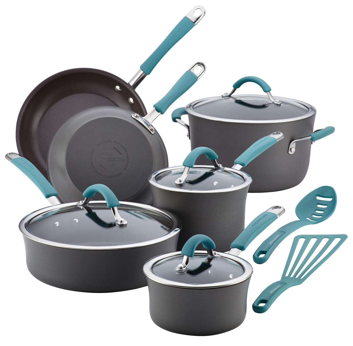 Rachel Ray 12 Pc Teal Blue Stockpots