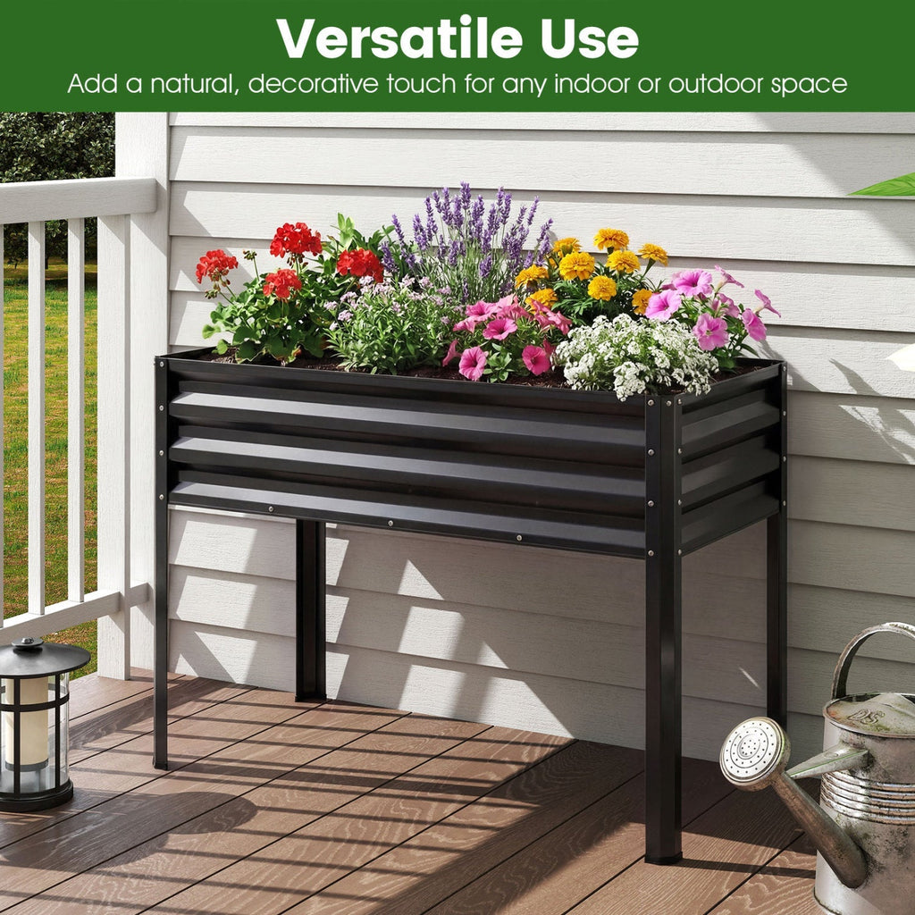Raised Garden Bed with Legs Electro-Coating Metal Large Elevated Planter Box