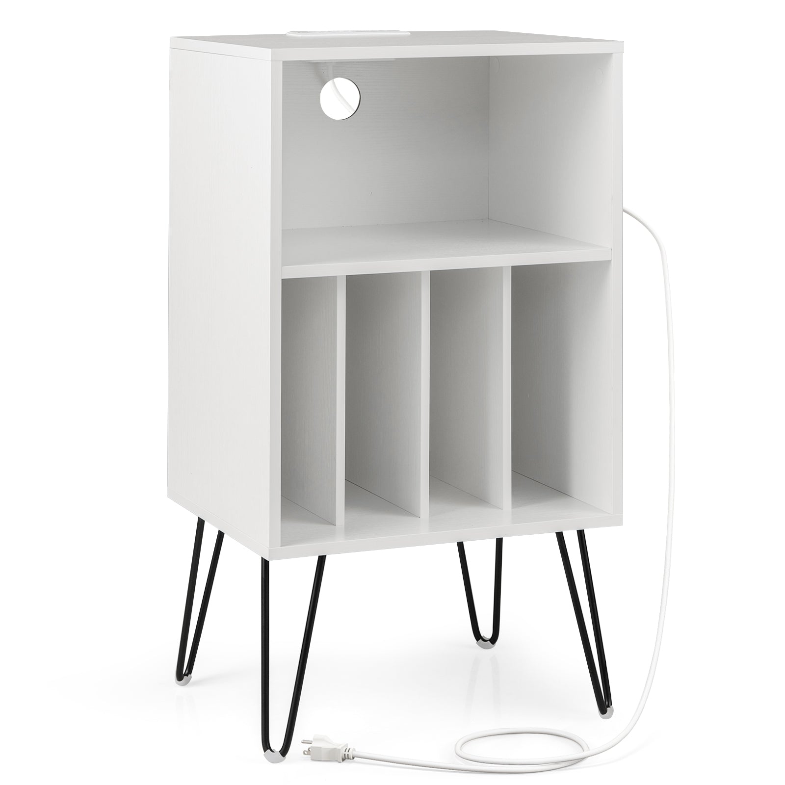 Record Player Stand with Charging Station