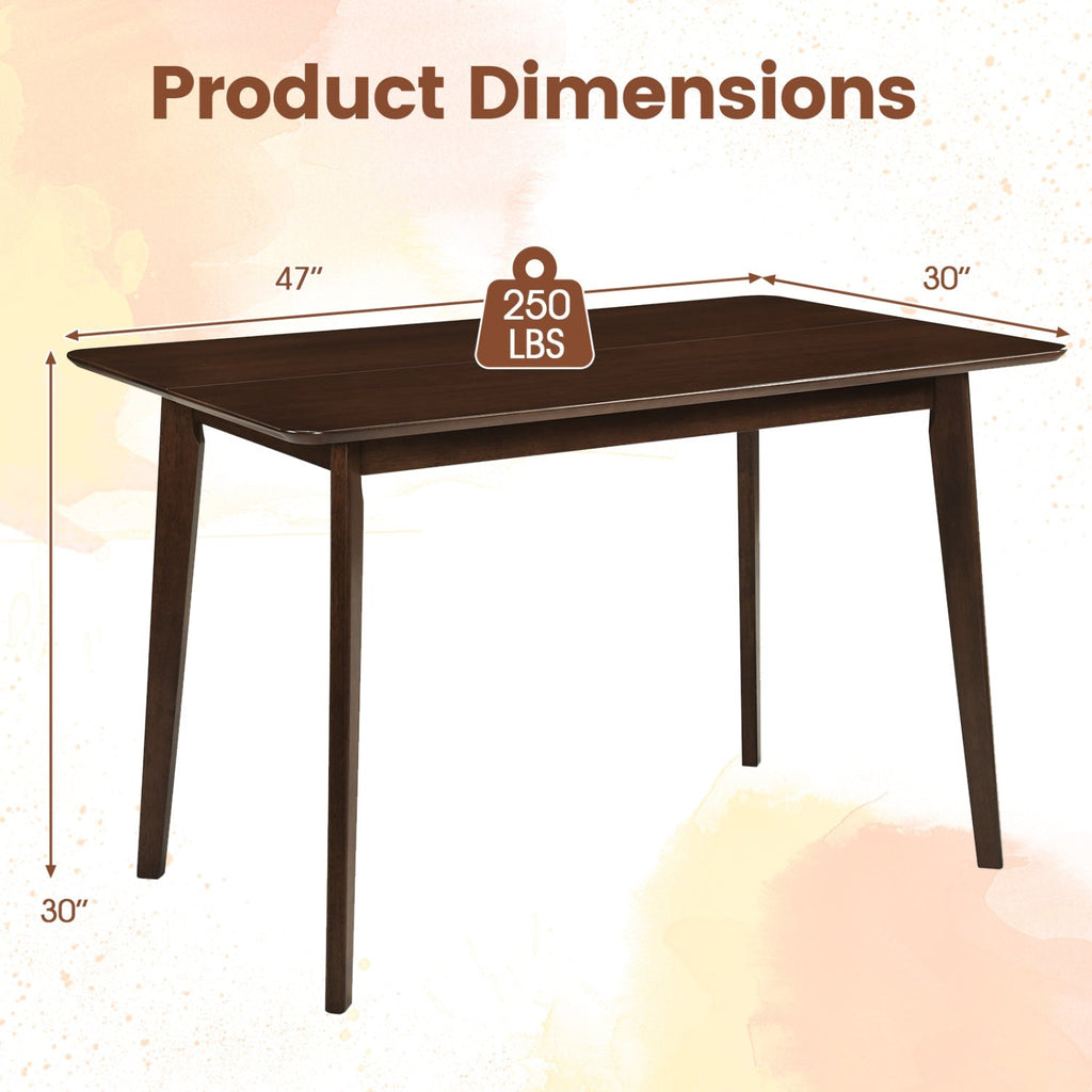Rectangle Dining Table for 4-6 People 47" Kitchen Table-Walnut