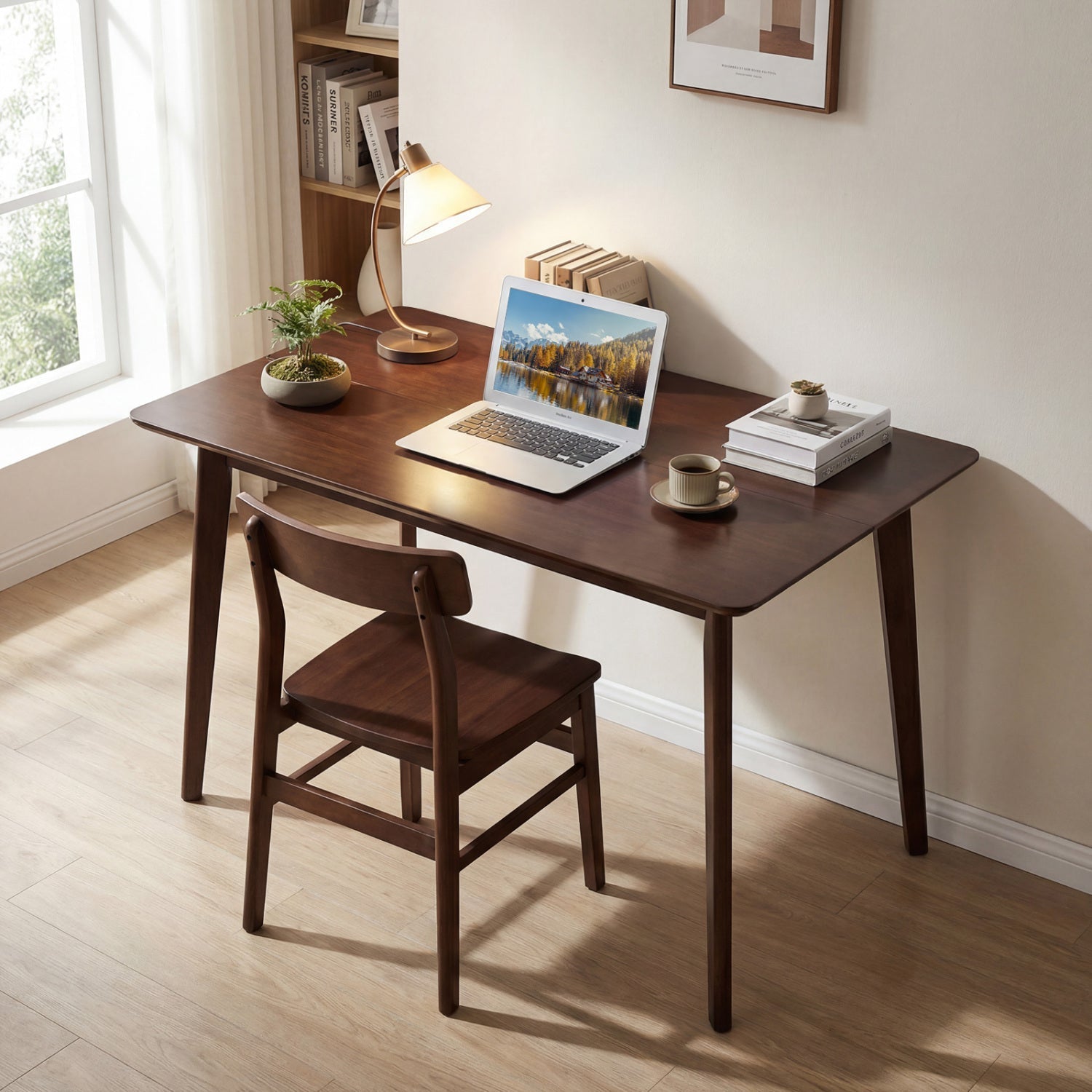 Rectangle Dining Table for 4-6 People 47" Kitchen Table-Walnut