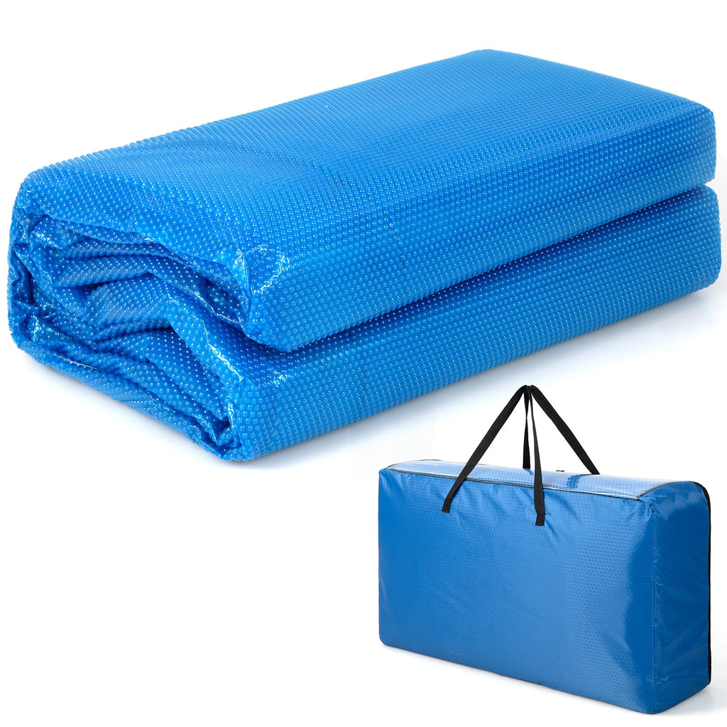Rectangle Swimming Pool Cover 12-MIL Heat Retaining Pool Solar Blanket with Carrying Bag
