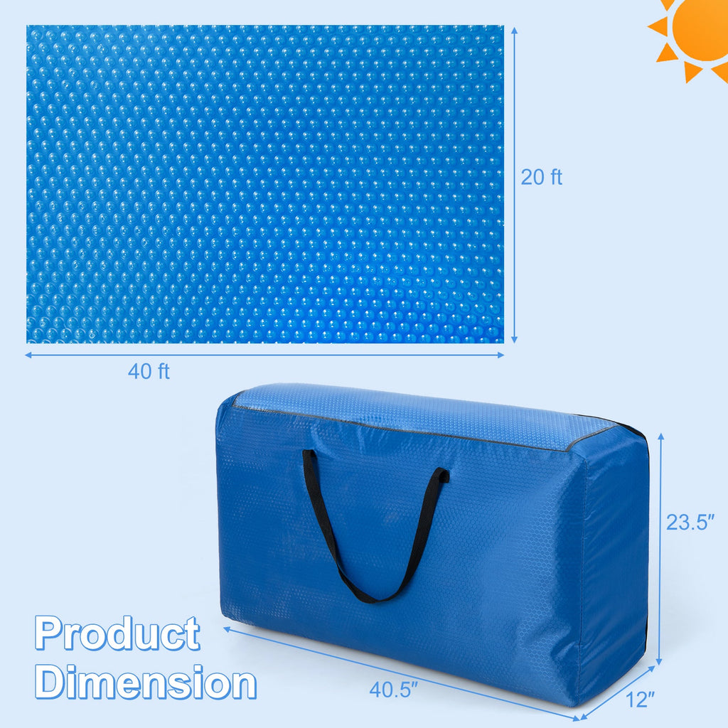 Rectangle Swimming Pool Cover 12-MIL Heat Retaining Pool Solar Blanket with Carrying Bag