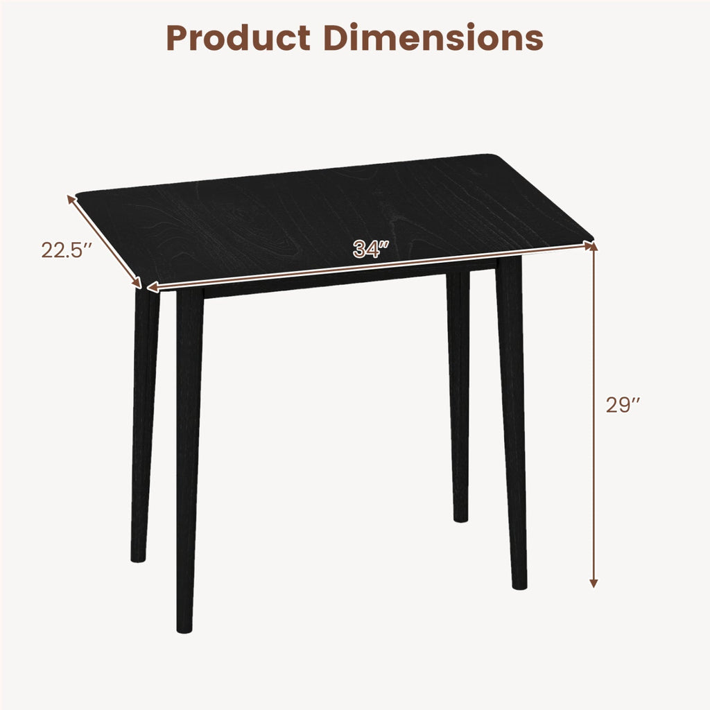 Rectangular Wooden Dining Table for 2-4 34 Inch Farmhouse Solid Wood Kitchen Table