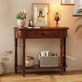 Retro Console Table 36"L Wooden 2-Tier Narrow Behind Couch Foyer Table