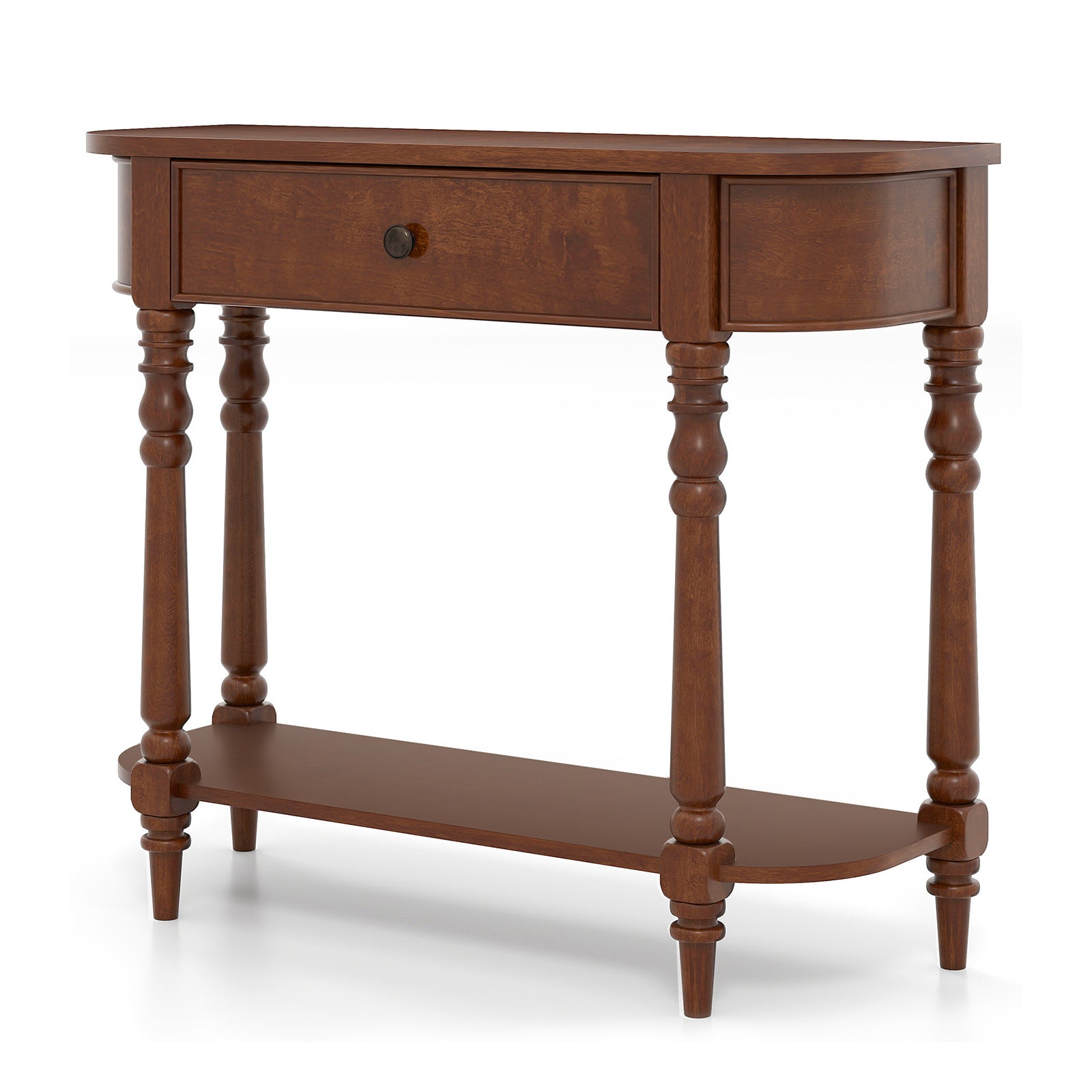 Retro Console Table 36"L Wooden 2-Tier Narrow Behind Couch Foyer Table