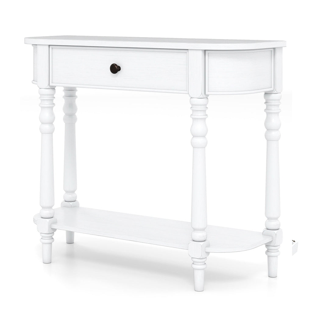 Retro Console Table 36"L Wooden 2-Tier Narrow Behind Couch Foyer Table