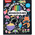 Rainbow Neon Hidden Pictures: Rainbow Activity Book with Neon Markers and Over 40 Stickers, Fun Sticker Puzzle Book for Creative Kids Ages 6-12 - Hardcover