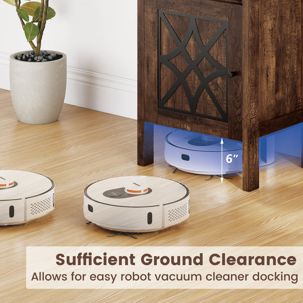 Robot Vacuum Storage Cabinet with Door and Open Shelf for Living Room Bedroom