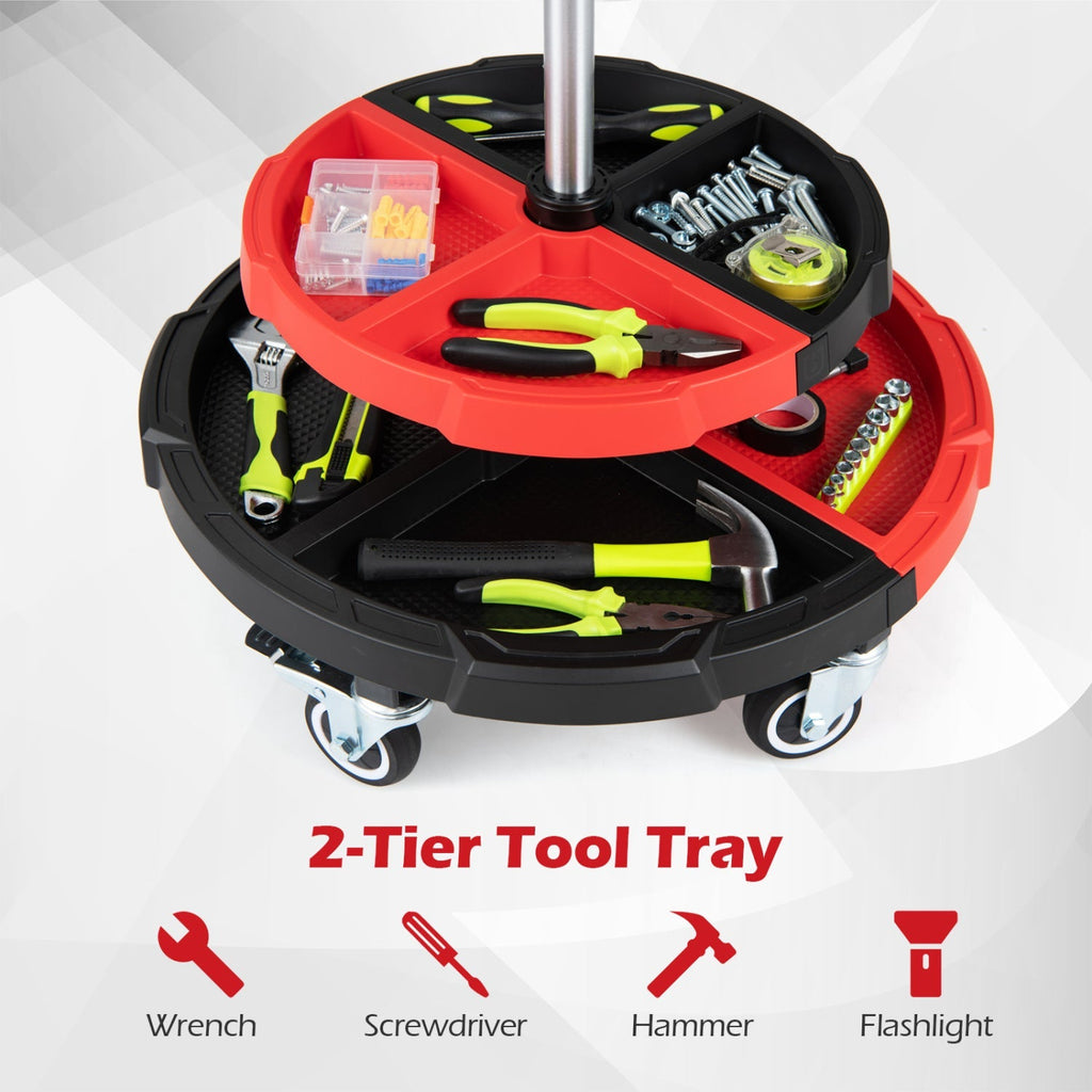 Rolling Mechanic Stool with Adjustable Height and Tool Trays