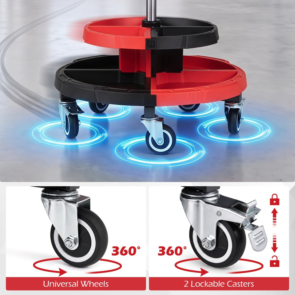 Rolling Mechanic Stool with Adjustable Height and Tool Trays