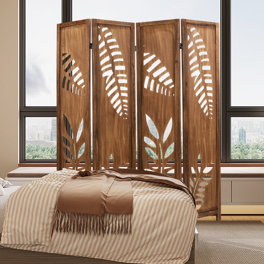 Room Divider 5.6 FT Folding Partition Stand with Double Action Metal Hinges