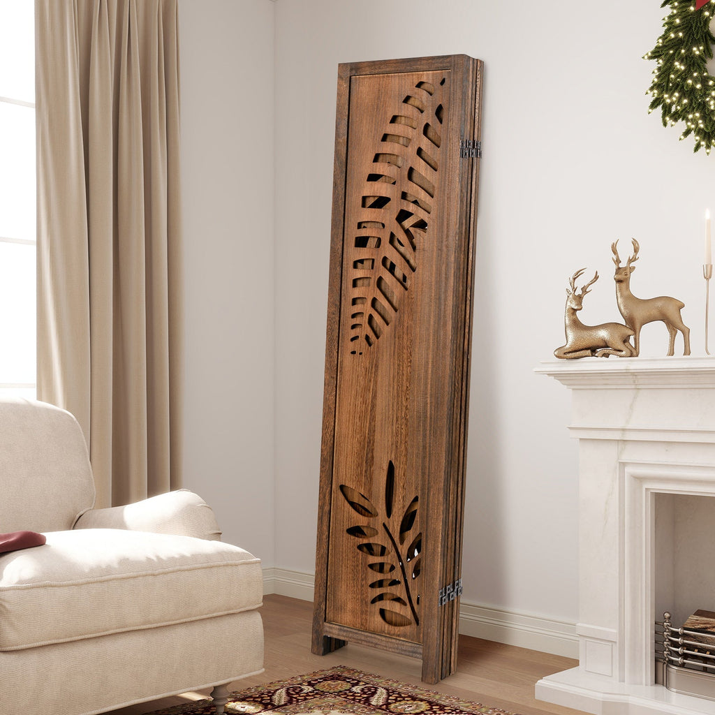 Room Divider 5.6 FT Folding Partition Stand with Double Action Metal Hinges