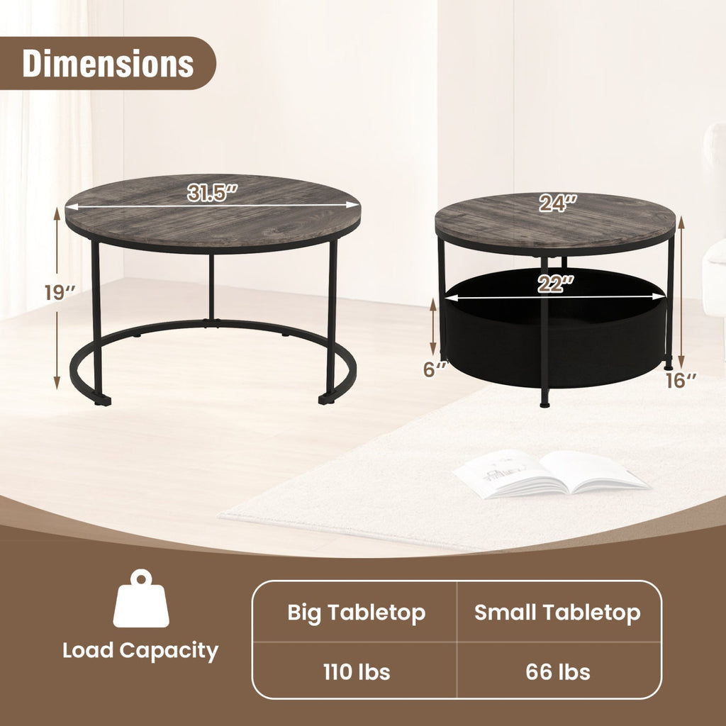 Round Coffee Table Set of 2