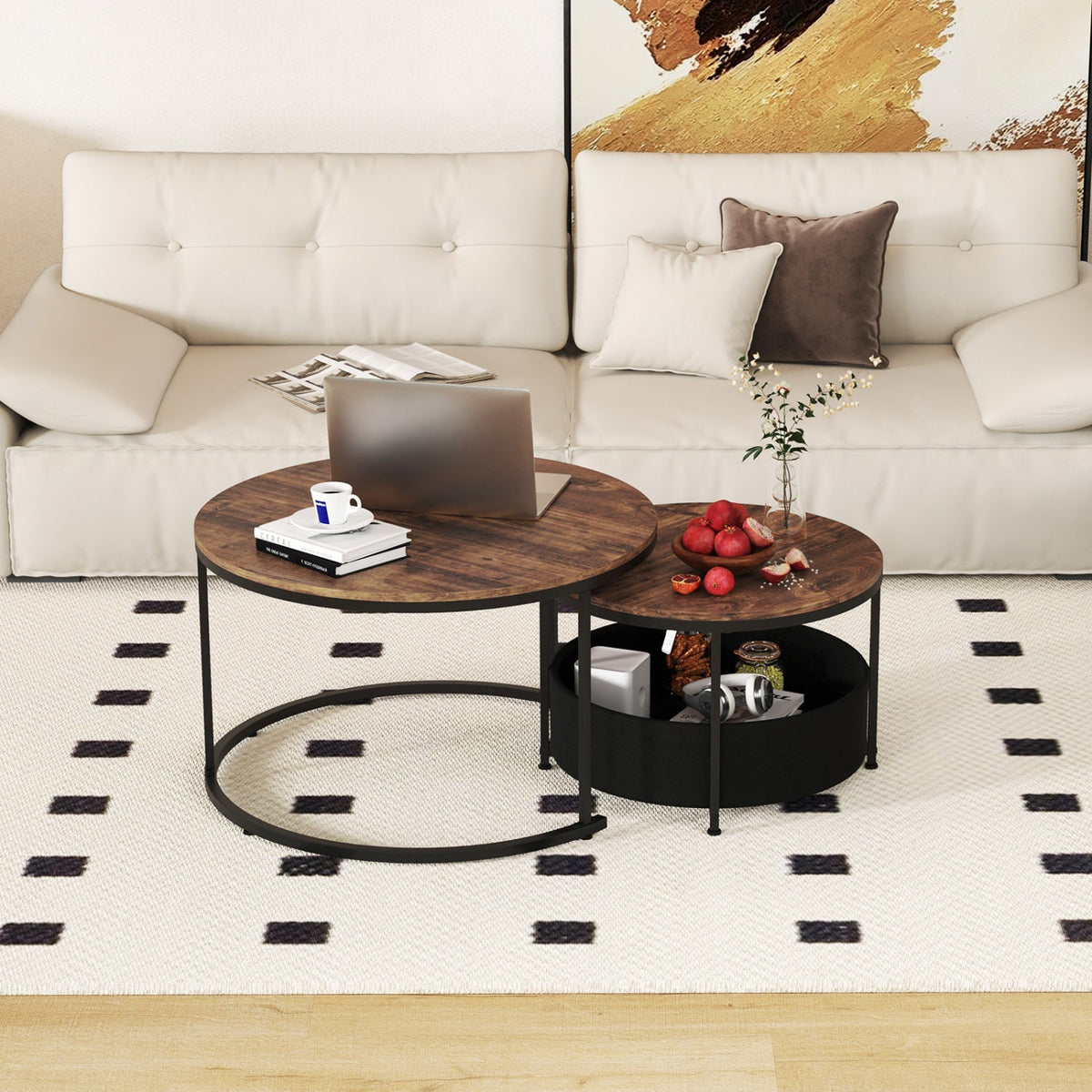 Round Coffee Table Set of 2