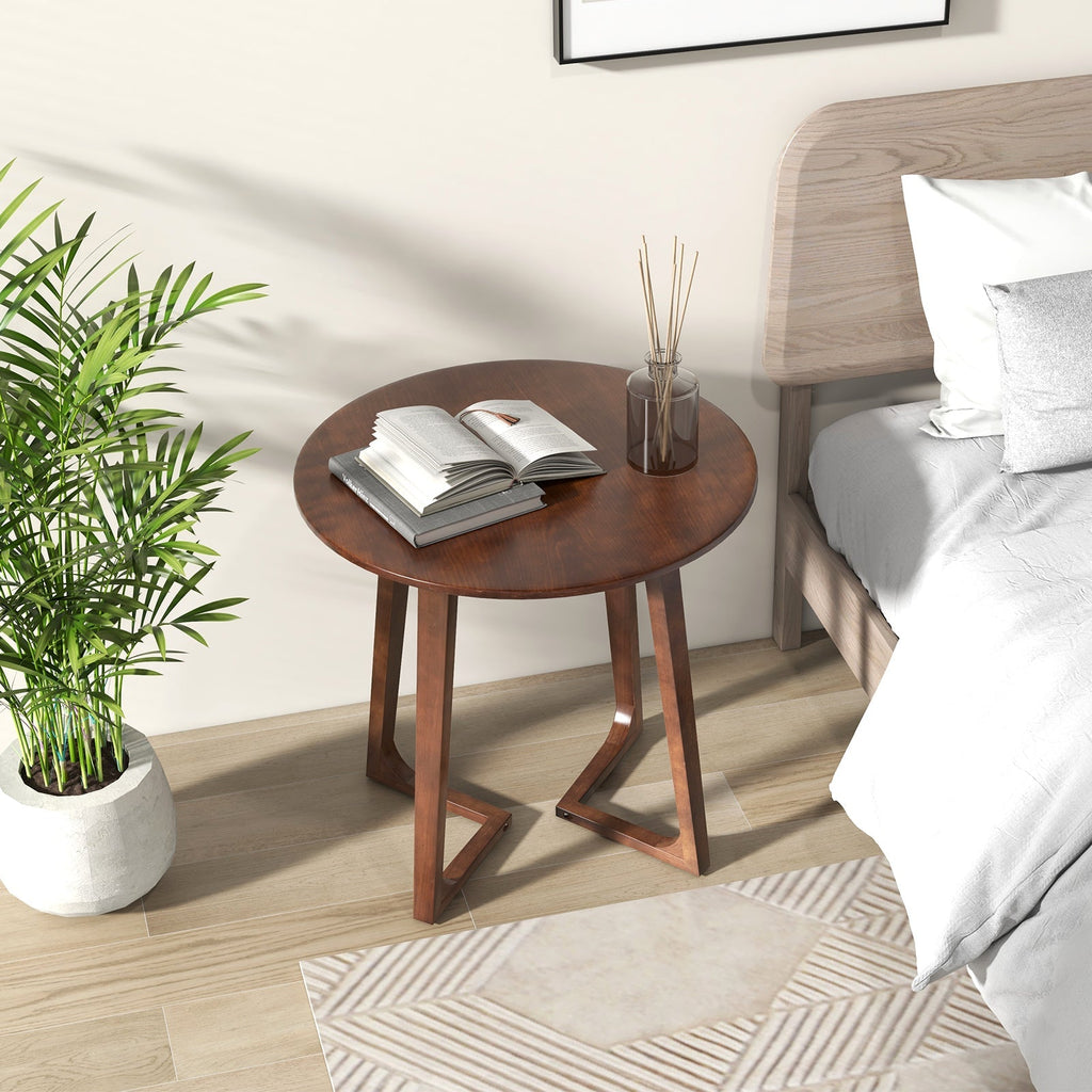 24 Inch Round End Table with Adjustable Foot Pads Natural
