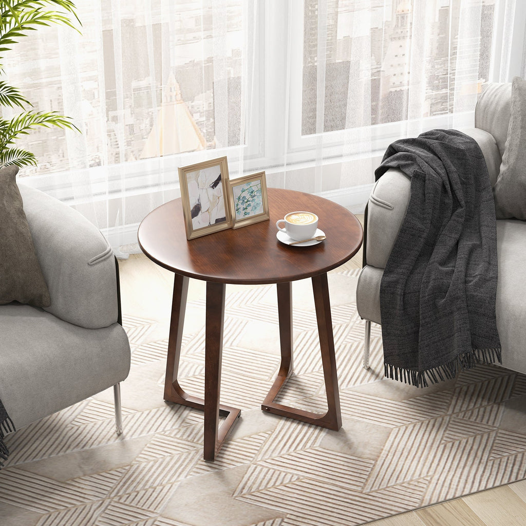 24 Inch Round End Table with Adjustable Foot Pads Natural