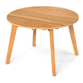 Round Outdoor Acacia Wood Side Table with Slatted Tabletop