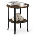 Round Side Table Small End Table with Storage Shelf 2-Tier Nightstand for Small Space