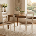 Dining Chairs Set of 2 with Padded Linen Seat