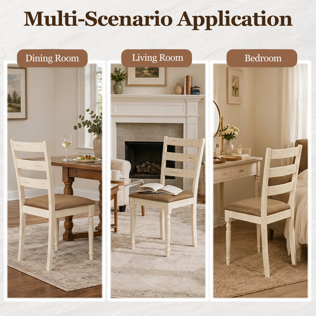 Dining Chairs Set of 2 with Padded Linen Seat