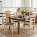 Dining Chairs Set of 4 with Padded Linen Seat & Slatted Back