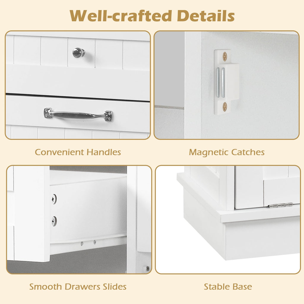Kitchen Tilt Out Trash Cabinet with 2 Drawers and Adjustable Shelf