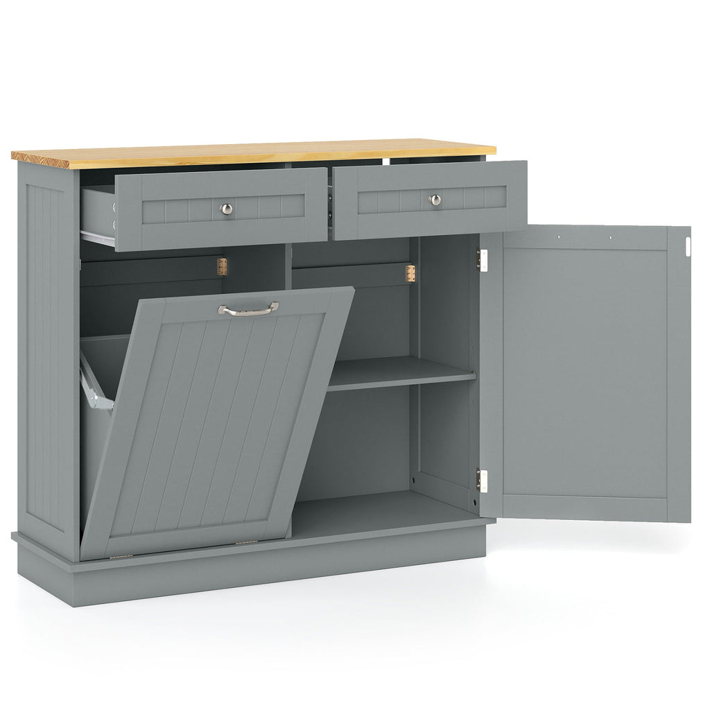 Kitchen Tilt Out Trash Cabinet with 2 Drawers and Adjustable Shelf