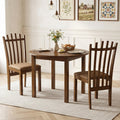 Rubber Wood Slat Back Dining Chairs Set of 2 - Brown