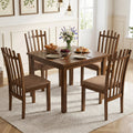 Rubber Wood Dining Chairs Set of 4 with Cushioned Seats