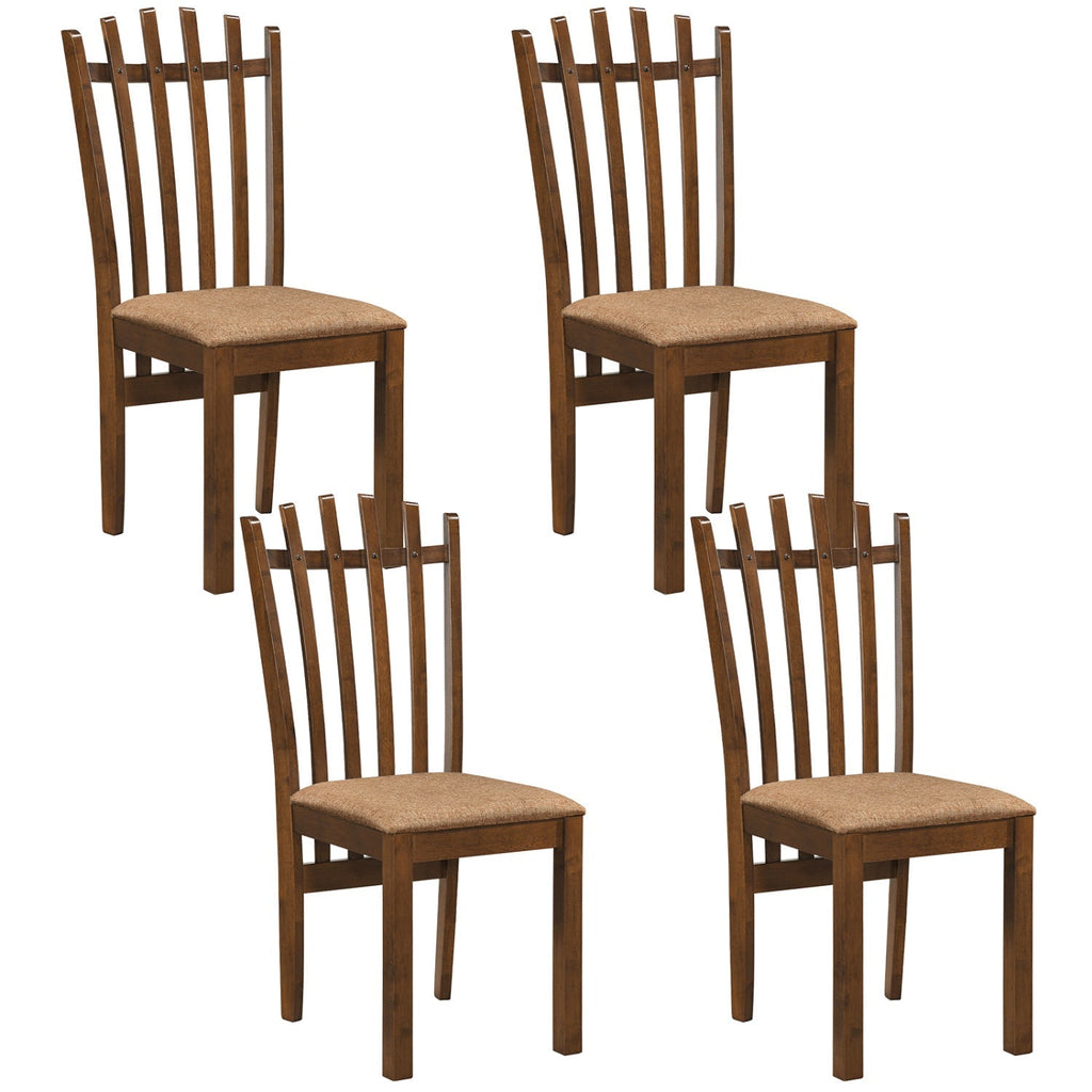 Rubber Wood Dining Chairs Set of 4 with Cushioned Seats