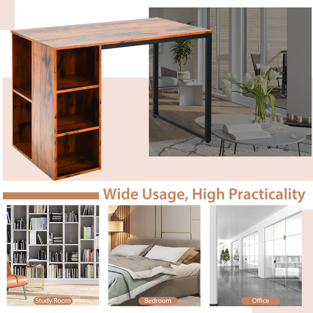 45 Inch Computer Desk with 5 Storage Compartments and Metal Frame