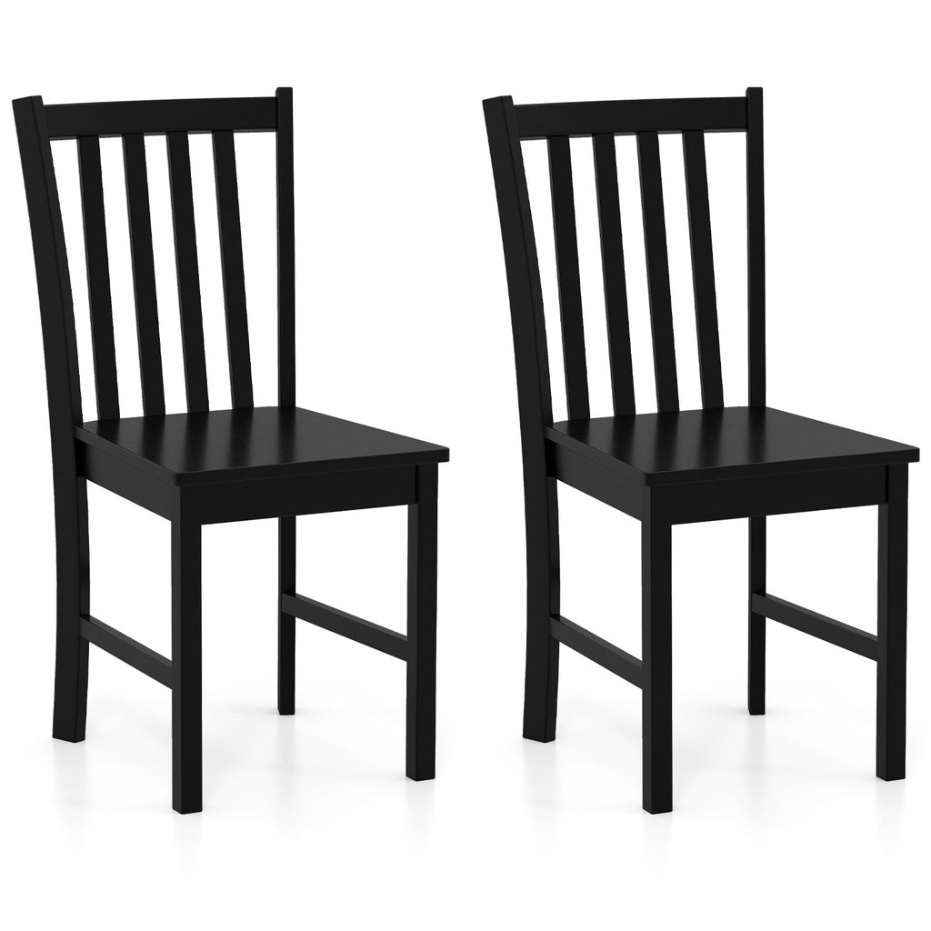 Rustic Dining Chairs Set of 2 Wooden Kitchen Chairs with Slat Tilt Backrest