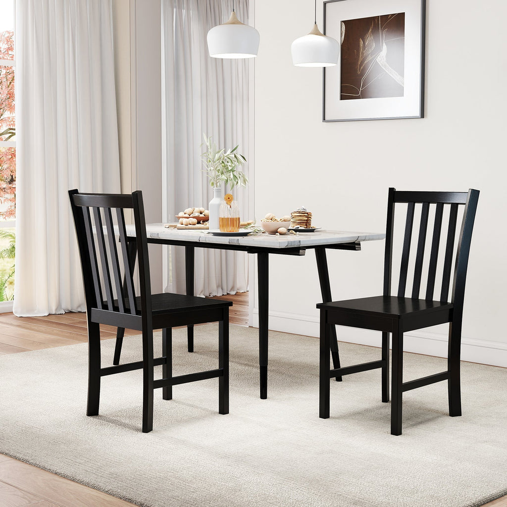 Rustic Dining Chairs Set of 2 Wooden Kitchen Chairs with Slat Tilt Backrest