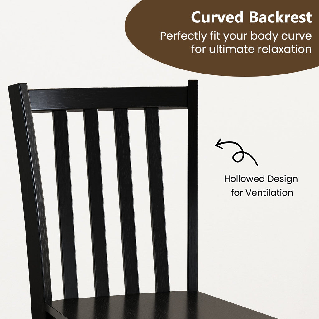 Rustic Dining Chairs Set of 2 Wooden Kitchen Chairs with Slat Tilt Backrest