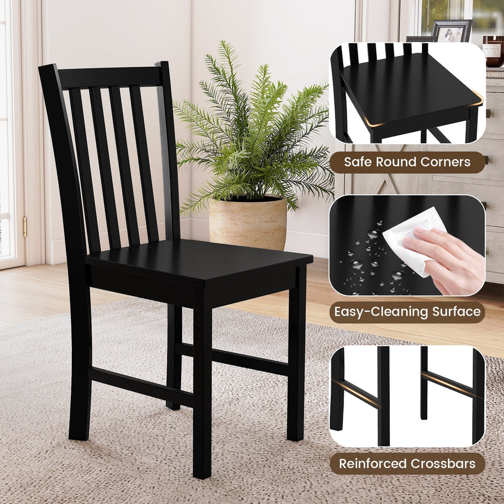 Rustic Dining Chairs Set of 2 Wooden Kitchen Chairs with Slat Tilt Backrest