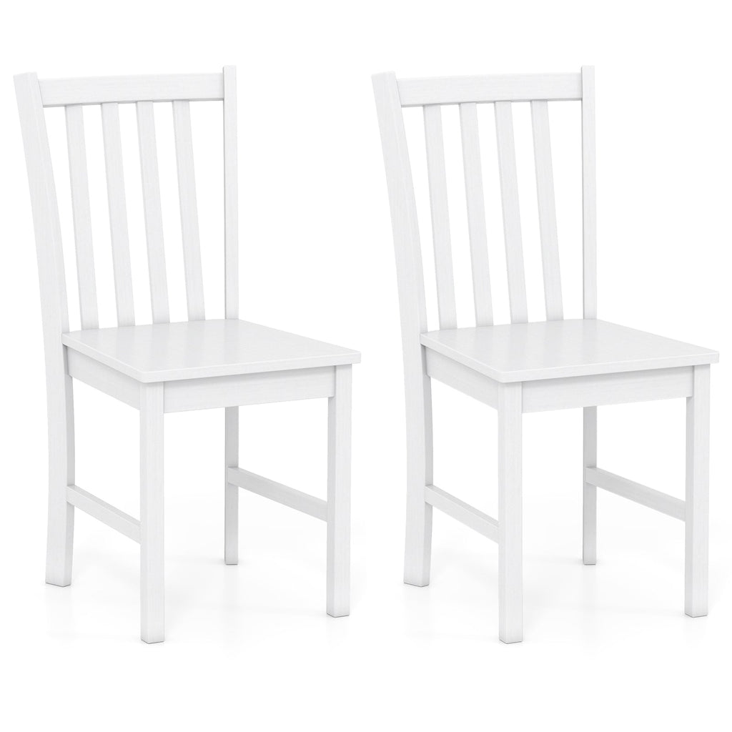 Rustic Dining Chairs Set of 2 Wooden Kitchen Chairs with Slat Tilt Backrest