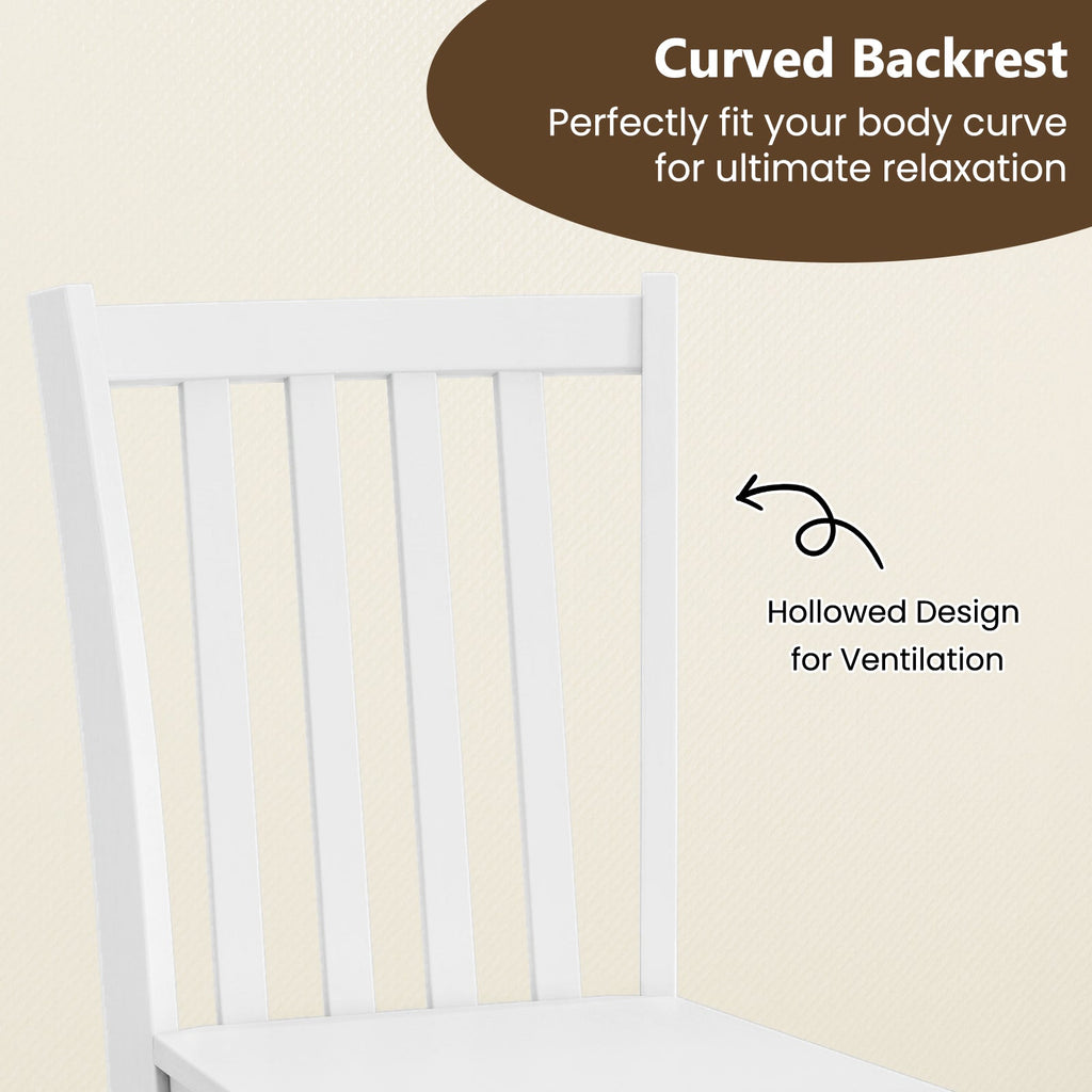 Rustic Dining Chairs Set of 2 Wooden Kitchen Chairs with Slat Tilt Backrest
