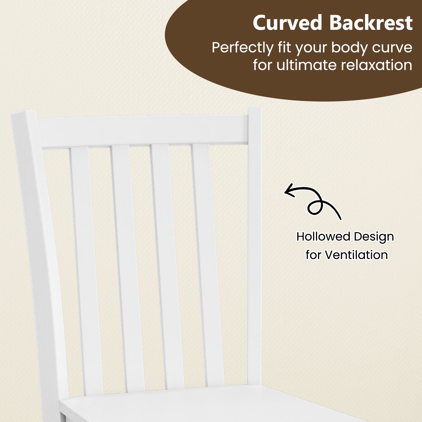 Rustic Dining Chairs Set of 2 Wooden Kitchen Chairs with Slat Tilt Backrest