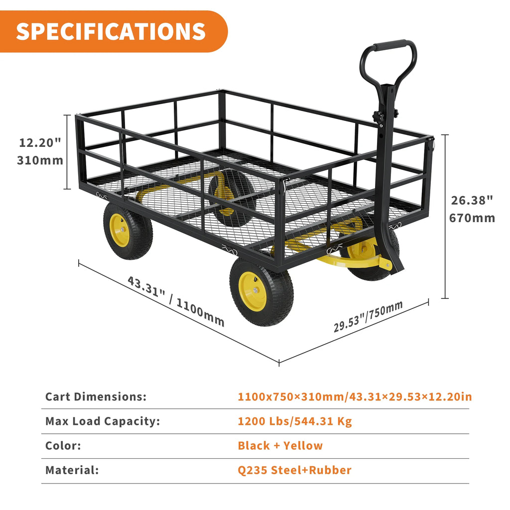 HiMISS Heavy Duty Gardening Cart 3 In 1 Pull Wagon