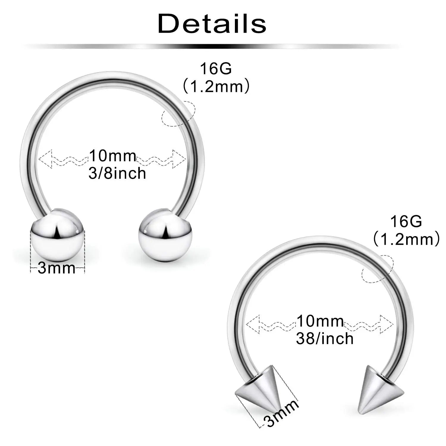 31 Styles 16G Surgical Steel 1 Pcs Nose Septum Rings Piercing Jewelry
