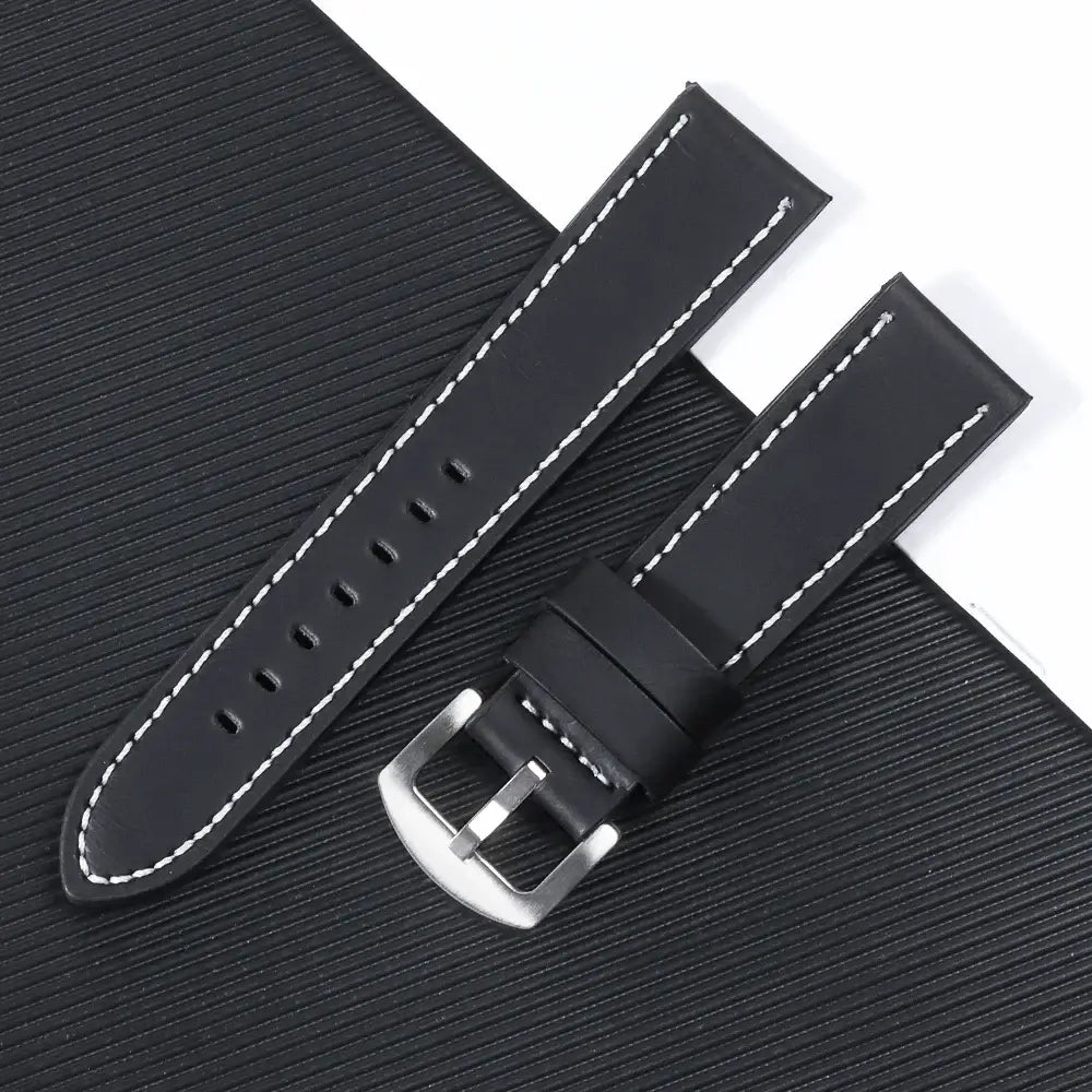 Garmin 18/20/22mm Quick Release Smooth Leather Band with Stitching Options