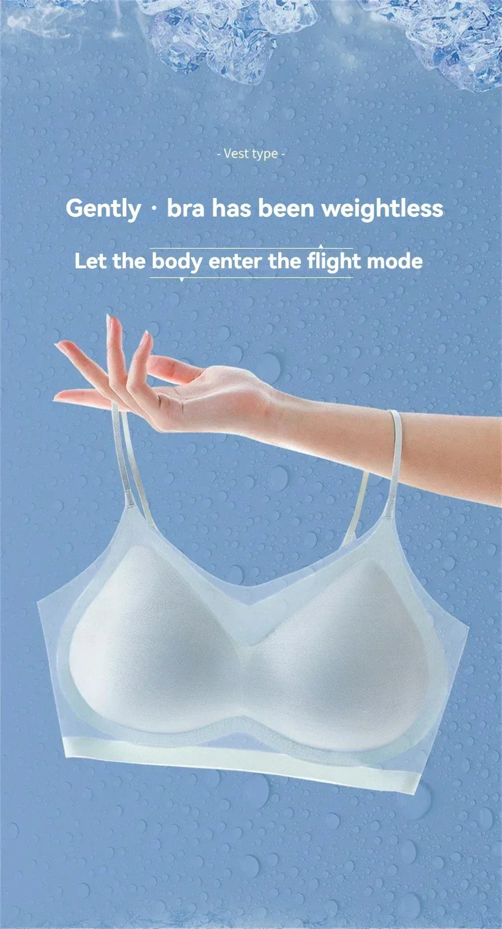 3PCS Ultra-Thin Breathable Ice Silk Top Bras Women's Bustier Underwear Seamless Back Halter Vest Wrap Wireless Bras Solid Color
