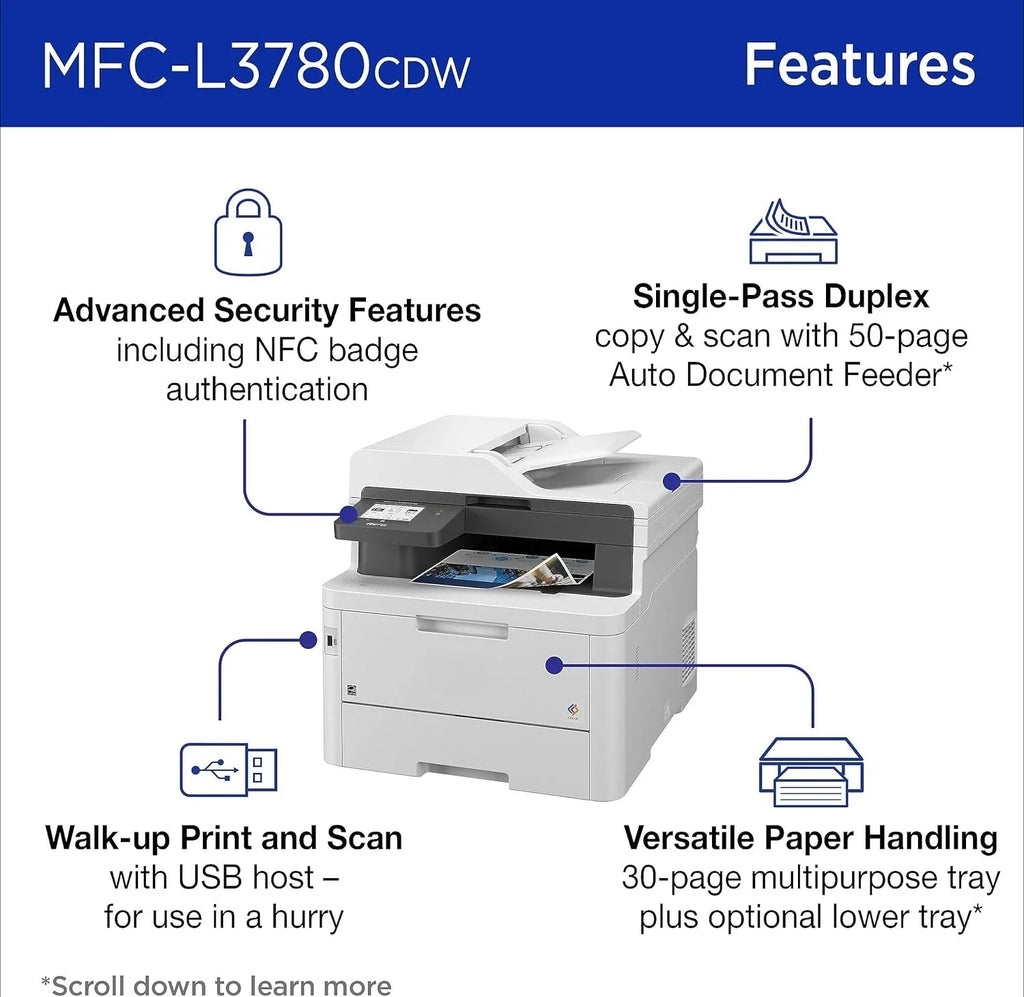 MFC-L3780CDW Wireless Color All-In-One Printer With Duplex
